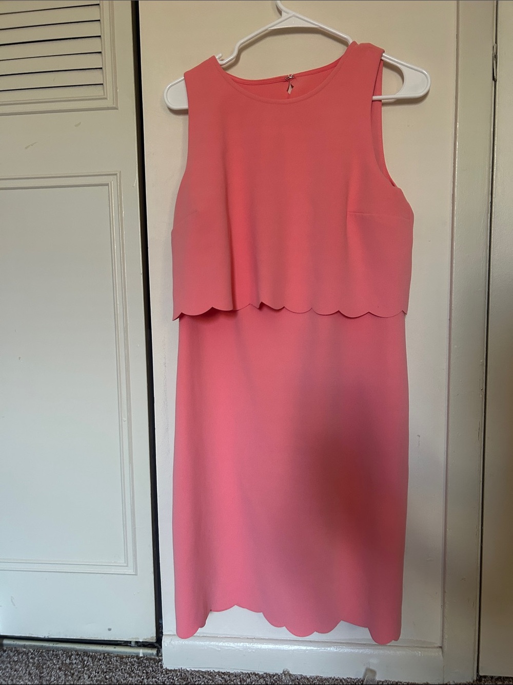 LOFT Coral Pink Scallop Midi Dress